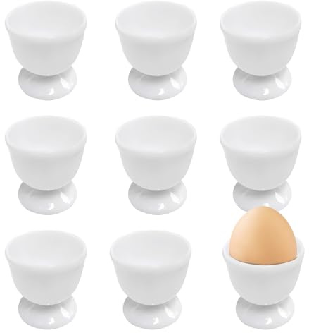 9 Stück Eierbecher set, Runde Eierbecher 4,7 x 4,8 cm/1,85 x 1,89 Zoll, Ostergeschirr aus Hochwertiger Kunststoff für Camping, Zu Hause, für das Frühstücksei Beim Brunch & Buffet(Weiß)
