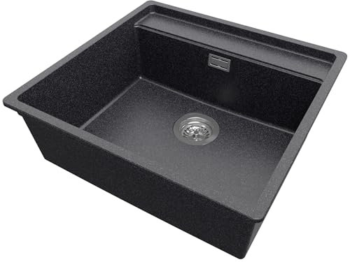 PRIMAGRAN Fregadero Cocina al Mueble 60cm + Kit de desagüe, 56x53cm