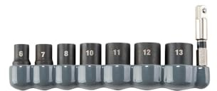 Makita E-19015 Kraft-Steckschlüsselsatz, 1/4-Zoll-Antrieb, 6-13 mm mit Sechskantschaftadapter, 8-teilig