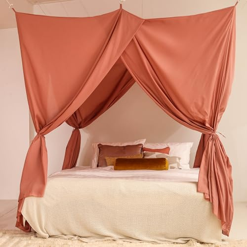 Mosquitera Rosa para Cama Matrimonio y King Size, Muy Grande, 4 Aberturas