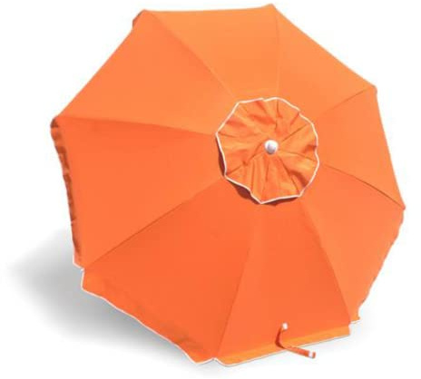 La zappa Parasol de plage avec tiges en fibre de verre poteau en aluminium orientable, orange., Ø 200 cm