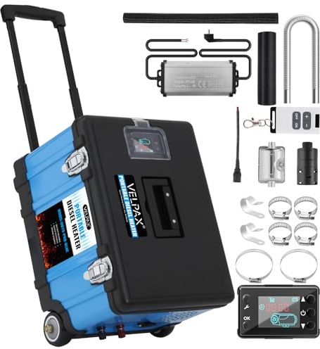 Diesel Air Heater,230V 8KW Portable All-in-One Truck Heater with Luggage-style with a retractable handle,Remote Control for Car,Truck,Boat,Bus,RV,Camper（Blue）