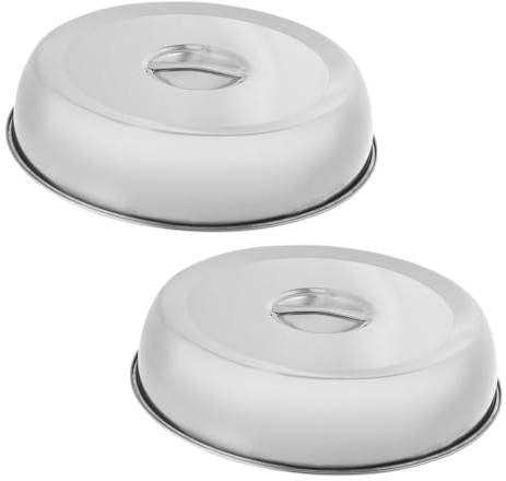 Homoyoyo 2Pcs Stainless Steel Steak Covers Thickened Food Dome Lids for Kitchen Cooking and Grilling Heat Retention Plate Protectors for Indoor and Outdoor Use