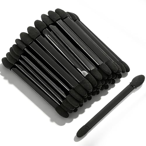 Eyeshadow Applicators, 50 Pcs Disposable Dual Sides Eye Shadow Sponge Applicators Eyeshadow Brush with Container Eye Shadow Applicator Sticks Makeup Applicator for Women Cosmetic Tool (Length: 8.5 cm)