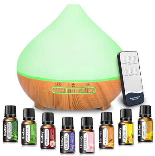NXPZ 400ml Aroma Diffuser, Ultraschall Aromavernebler und Luftbefeuchter für Schlafzimmer, mit Fernbedienung, 14 Farben LED Licht, 4 Timer, Automatische Abschaltung bei Wassermangel, für Spa, Yoga