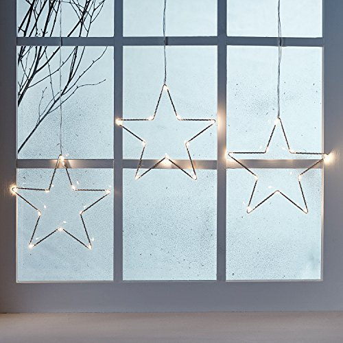 Lights4fun 90cm LED Osby Sternen Vorhang Timer Batterie Lichtervorhang Innen Weihnachtsdeko Leuchtsterne Kinderzimmer