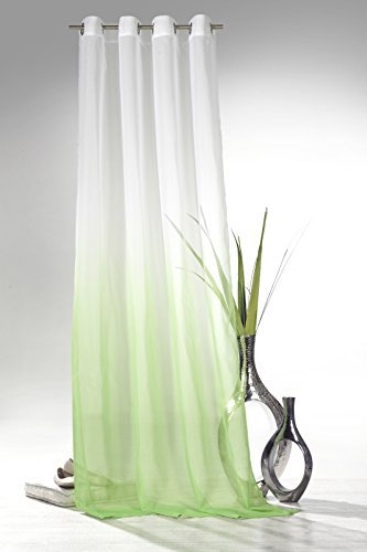 heimtexland ® Ösenschal mit Farbverlauf in hellgrün HxB 245x135 cm Voile transparent - ÖKOTEX geprüft - Gardine Vorhang Dekoschal grün Typ501