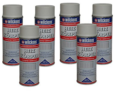 6x Wilckens Spraydose Heizkörper Lackspray reinweiss matt 400ml Alkydharzlack