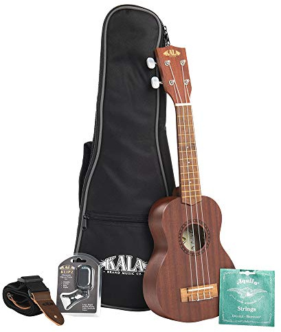 Kala KA-15 Soprano Ukulele Bundle - Natural Mahogany