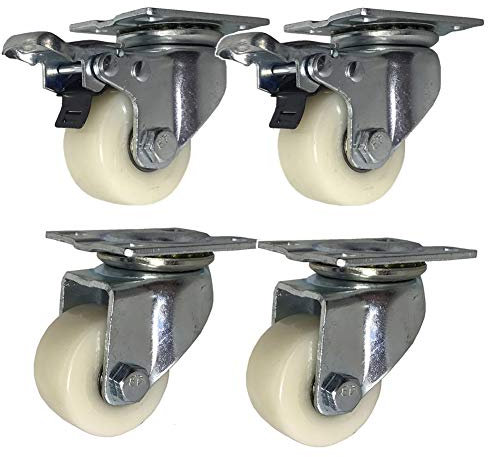 Industriell Transportrollen 1,5 (40 Mm)｜2 Zoll 50 Mm 660KG Nylon Lenkrollen Schwerlast Möbelrollen Mit Bremse Universal- Schwenken Ersatzrollen Doppellager - 4 Packungen