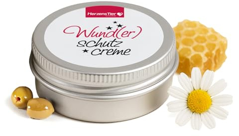 HERZENSTIER Wund(er) schutzcreme 25 ml für Hund, Katze und Pferd - Natürliche Pflege bei Scheuerstellen & schützende Salbe bei rauer Haut - hautberuhigend und ideal zur Stumpfpflege