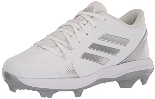adidas Women's Purehustle 2 TPU Baseball Shoe, White/Silver Metallic/Silver Metallic, 6.5