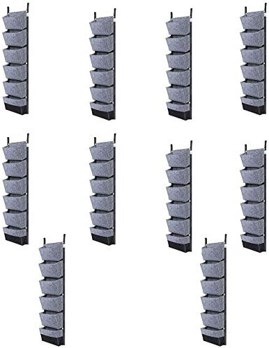 Jardinera de jardín de Pared Vertical con 60 Bolsillos, Jardinera de Pared Vertical para jardín Interior y Exterior, Bolsas de Cultivo de Plantas, Gris