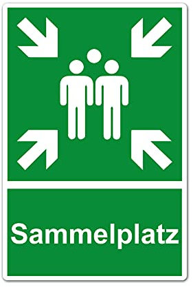 XXL Sammelplatz Schild 30 x 40 cm aus stabiler PVC Hartschaumplatte 5 mm Sammelstelle Sammelpunkt mit UV-Schutz von STROBO