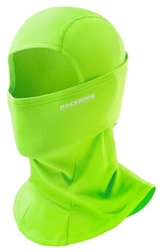ROCKBROS Pasamontañas Anti Viento Transpirable para Deportes al Aire Libre Bicicleta Motocicleta Snowboard Esquí Ciclismo para Otoño Invierno Hombre y Mujer, Verde Fluorescente