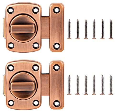 Serratura per Porta Serratura Girevole Serratura di Sicurezza Chiavistello Lega di Zinco Serratura Bagno con Viti Applicabile per Porta Armadietto Finestra 2 Pezzi (Bronzo Rosso)