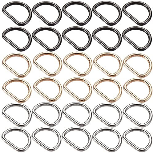 D-Ringe 25mm, 30 Stück D Ringe Metall, D-Ring Edelstahlringe, Passend für Hundehalsbänder, Taschenzubehör, Schlüsselanhänger, DIY Zubehör (27 * 25 * 3.8mm)