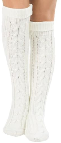 YAMEE Calcetines de Punto hasta la rodilla para mujer,Calentadores Largos de Punto,Calcetines Largos Mujer Invierno