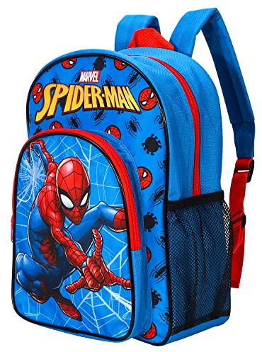 William Lamb Spiderman Kids Childrens Premium Backpack School Travel Bag with side mesh pocket and front zipped pocket, Multicolour, 36.7cm (height), 26cm (width), 13cm (depth) (02908)