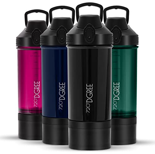 720°DGREE Fitness Shaker uberShaker - 550ml - Premium Mezclador Proteínas con compartimento para polvo - Sin-Fugas, Sin-BPA - Vaso agitador para batidos proteínas cremosos, gimnasio, entrenamiento
