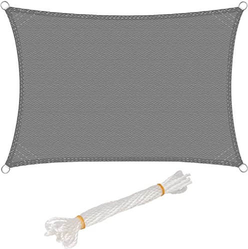 WOLTU Rectangular Sun Sail 2.5 x 4 m Grey Breathable Sun Protection HDPE Wind Protection with UV Protection for Garden Patio Camping