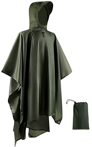 Opret Wasserdicht Regenponcho Damen Herren, Leicht Atmungsaktiv Regencape 3-in-1-Multifunktional Regenmantel Regenschutz Regen Poncho für Wandern und Camping