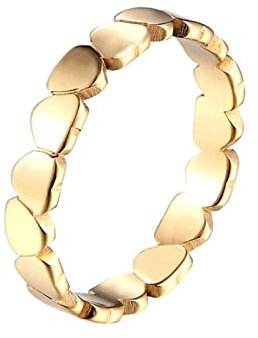 Bishilin Ring Damen Edelstahl, Freundschaftsringe Herz 4.5MM Poliert Partnerringe Frauen Ringe Gold Personalisiert Größe 52 (16.6)