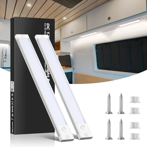 Obeaming 12V LED Unterbauleuchte Innenbeleuchtung 4,5W 470lm Wohnmobil Beleuchtung Leuchte, Led Auto Lampe Leiste, mit Schalter für Camper Van Boot Yacht Reisemobil CRI 95 305mm (5000K/2 Stück)