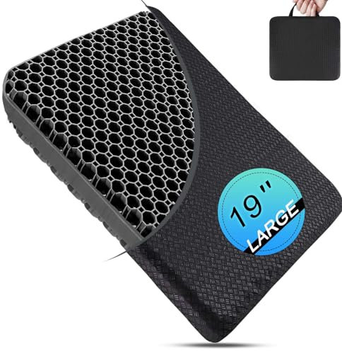 Airllantry Seat Cushion, Gel Seat Cushion for Long Sitting– Back, Sciatica, Tailbone Pain Relief Pad, 19in Seat Pad for Car, Office Chair, Wheelchair, Soft Support for Long Trips