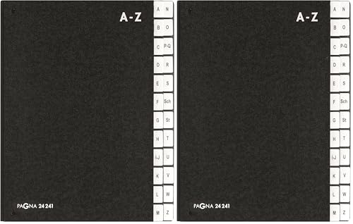 Pagna Pultordner Classic (Pultmappe, 24 Fächer, A-Z) schwarz (Packung mit 2)