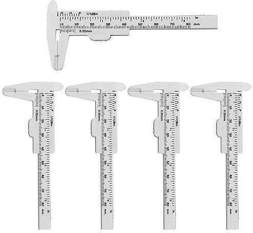 Hrippy 5pcs Plastic Vernier Caliper 0-80 Mm Escala De Doble Regla De Alta Precisión Calibración Deslizante para Medidor De Profundidad del Diámetro Exterior Interno
