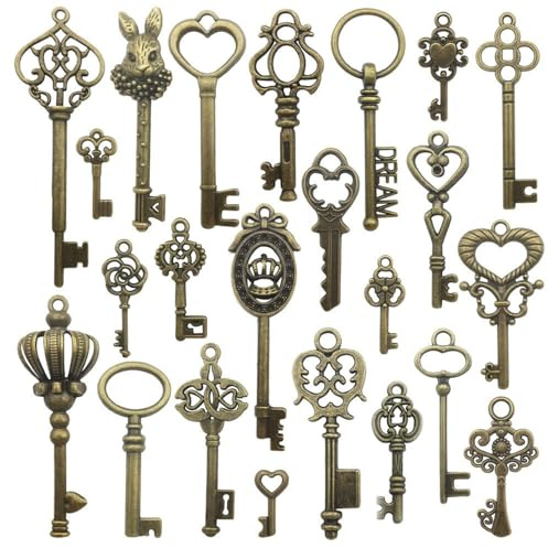 46 Stück Retro Schlüssel, Bronze Vintage Schmuck Deko, Vintage Schlüssel | Antiken Anhänger, Rustikalen Schlüssel, Für Diy Basteln, Hochzeit Dekoration, Parteien Dekoration, Halskette Anhänger
