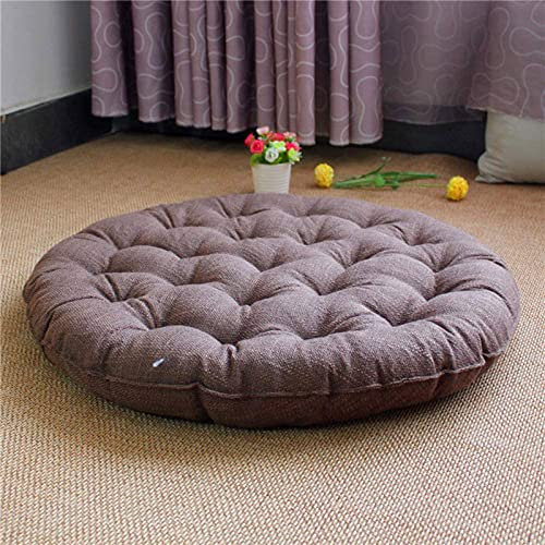Runder Futon, großes Bodenkissen aus Leinen, verdicktes Sitzkissen aus getufteter Baumwolle, einfarbiges Bodenkissen, Yoga-Meditationskissen für den Balkon im Freien (Größe: 40 x 40 cm (16 x 16 Zoll),