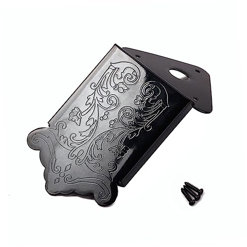 8-saitiger Mandolinen Saitenhalter aus Chrom, Schwarz | Dreieckige Form mit Abnehmbarer Abdeckung, Blumenmuster, für Schnellen Saitenwechsel