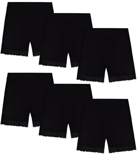 GENTABY Shorts Noirs pour Filles Robe Shorts de Sécurité - Leggings Courts Shorts Vélo Maison Shorts Dentelle Confortable et Respirant 6 Pack 1-10 Ans, 2-3 Jahre Slim