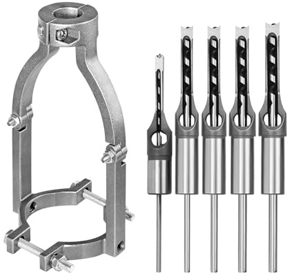 Quadrat Loch Bohrer Sets, Holzbearbeitung HSS Holz Mortieren Meißel Countersink Bits Loch Mortieren Bohrer Set mit Adapter, 6,4 mm, 8 mm, 9,5 mm, 11 mm, 12,7 mm