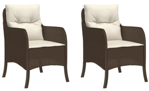 Gecheer 2 STK. Garten Essstuhl Gartensessel Sessel Stuhl Gartenstuhl Stühle Rattanstuhl Rattansessel Stuhlset Gartenmöbel Braun Poly Rattan