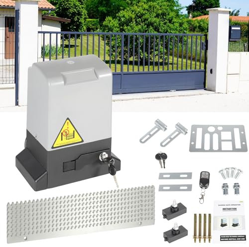 Jopassy Azionamento scorrevole da 370 W, attacco per porta del garage fino a 800 kg, set di azionamento scorrevole con telecomandi e funzione di chiusura automatica, apriporta scorrevole, 12 m,