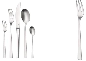 WMF Corvo Besteck Set 6 Personen, 30-teilig, Hohlheftmesser & Corvo Kuchengabel 16 cm, Cromargan protect, Edelstahl mattiert, kratzbeständig, spülmaschinenfest