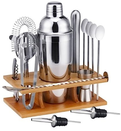 Coctelera para Cocteles Juego de Coctelera Kit De Fabricación De Barman De 14 Uds., 750ml, Con Soporte De Madera, Mezclador De Bebidas, Coctelería, Herramienta De Bar, Barra De Casa Coctelera de Cócte