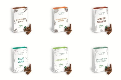 Stamford Incense Cones Exotic Set – 6 Packs x 12 Cones (72 Total) | Cone Incense Pack Oud | Vegan Dhoop for Aromatherapy, Yoga & Meditation | Stamford Cones Collection