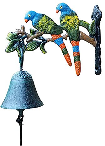 GNbow Türklingel aus Gusseisen for die Wand, 2 kleine Vögel, wandmontierte Tischglocke for den Außenbereich