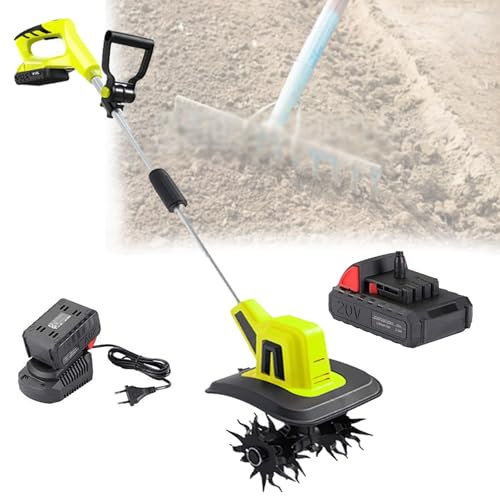 Quixnova Cultivateur électrique sans Fil, motoculteur de Jardin 20 V 250 tr/min/270 TR/Min, Outil de Jardinage avec 2 Batteries au Lithium de 4000 mAh pour l'élimination des Mauvaises Herbes,B