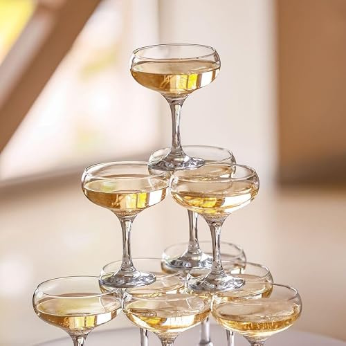 Queensway Home & Dining 270ml Bistro Champagne Cocktail Glasses 35-Piece Set Elegant Coupe Saucers, Perfect for Celebrations, Stylish Design, Ideal for Champagne, Cocktails, and Special Occasions