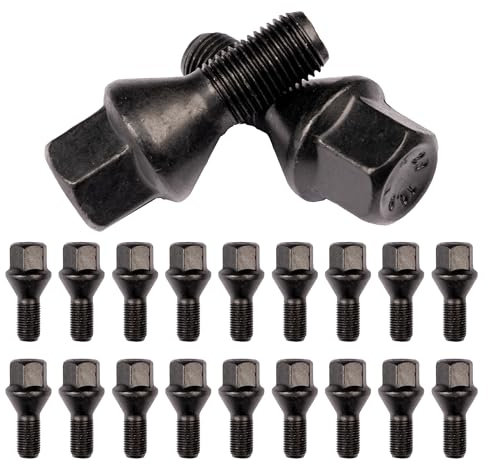 20 Bulloni Ruota Fissaggio Ruote Neri Compatibile Con Jeep Compass dal 8/2017 al 4/2020 Gomme Cerchi in Acciaio Lega Ferro Made in Italy M12x1,25