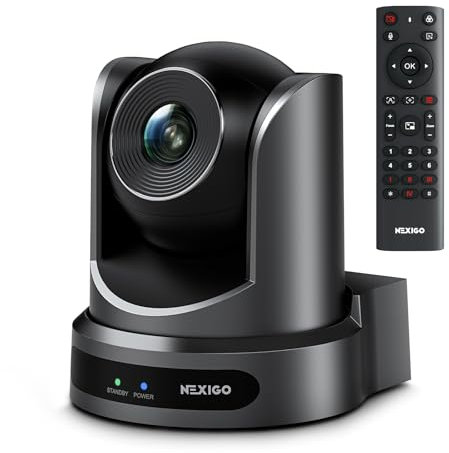 NexiGo Conference Room PTZ Camera System with 10X Optical Zoom, Remote Control, USB Output & Autofocus for Live Streaming, Meetings, Church Services, Education, for OBS/Zoom/Skype | Easy Setup