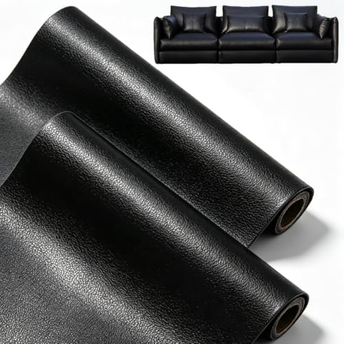 Kunstleder Selbstklebend, Leder Reparatur Set, Leder Reparatur Patch, Leder Reparatur Patch, für Sofas, Bürostuhl, Kopfteil, Handtaschen, Jacken, Autositze, Möbel (Schwarz, 30x137cm&40x137cm)