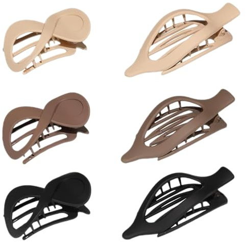 Clips de garra de cabello plano, clip de garra plana para mujeres - 6 piezas Cañadas de horquilla sin deslizamiento Barrette Banana Peagrips,Accesorios de ropa de cabeza, cómodas grietas para mujeres,