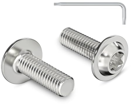 Zuyya 20 Stück M4 x 12 mm Linsenkopfschrauben mit Flansch, M4 Schrauben | Torxantrieb, Edelstahl A2 V2A Schrauben, Torx Schrauben Vollgewinde mit Torx Schlüssel