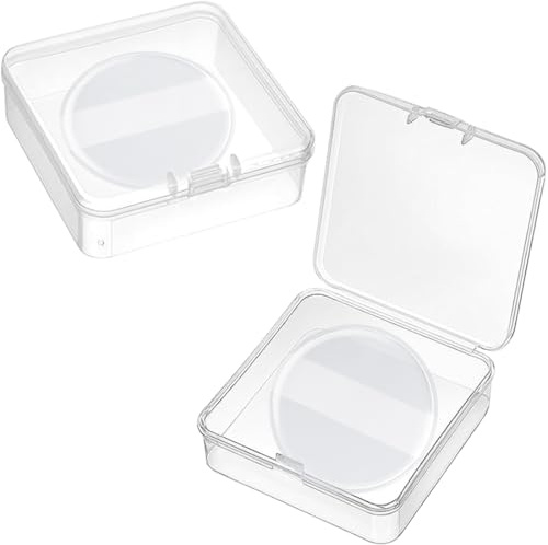 JEYORZY 2 Boîtes Mini Houppette Doigt et Houppettes Rondes, Bouffées de Poudre Cosmétique, éponges à Poudre Douce, Utilisation Humide et Seche pour Fond de Teint, Anti-cernes(Silicone)